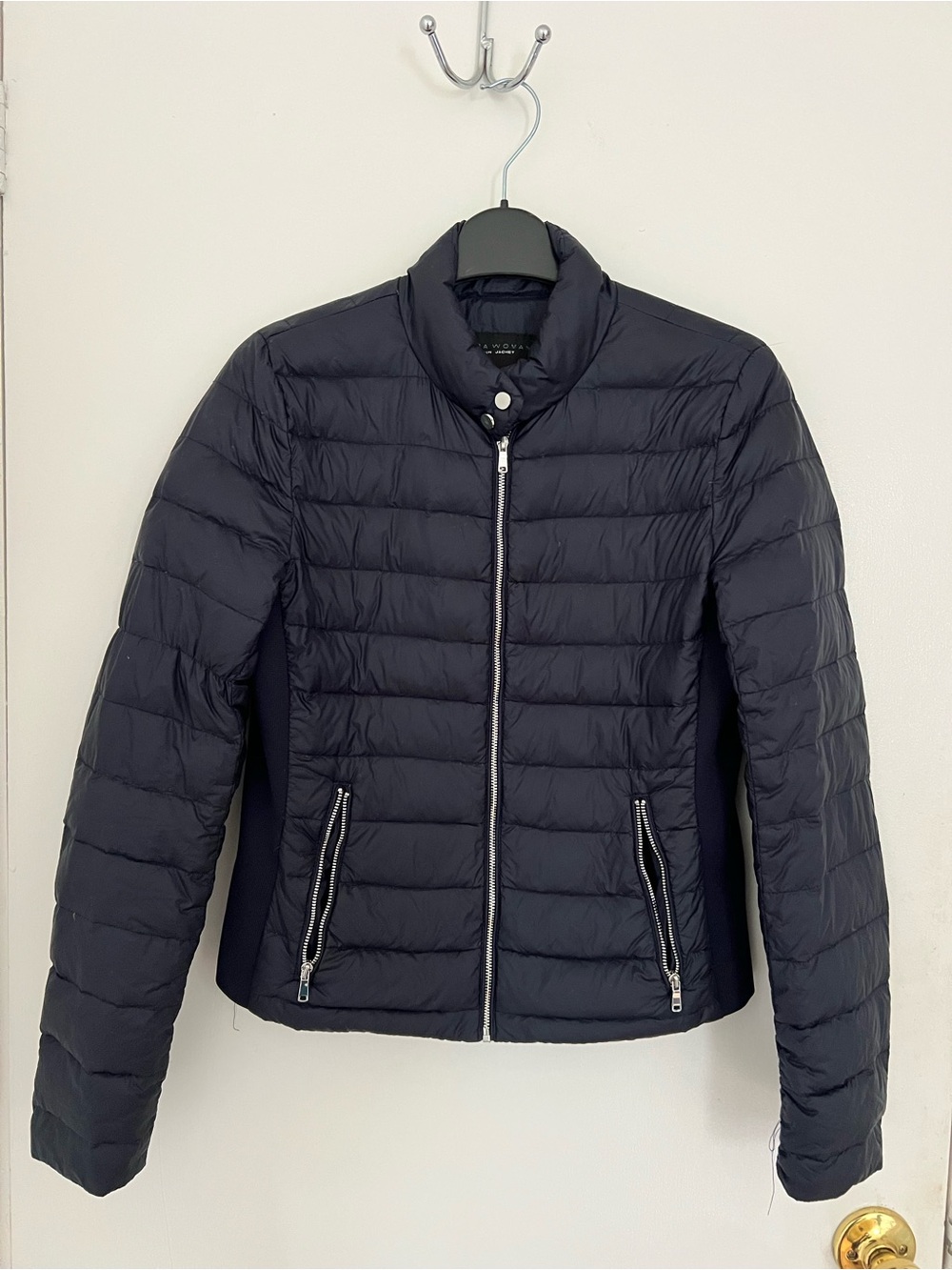 Zara Women's Navy Quilted Puffer Jacket